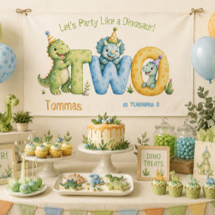 Banderoles Cute Invitation Anniversaire 2 Ans Thème Dinosaure