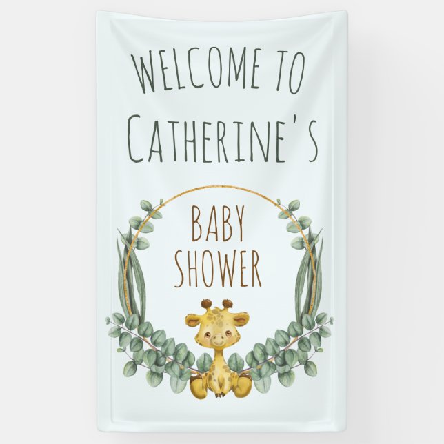 Banderoles Cute Jungle Safari Giraffe Baby shower Bienvenue (Vertical)