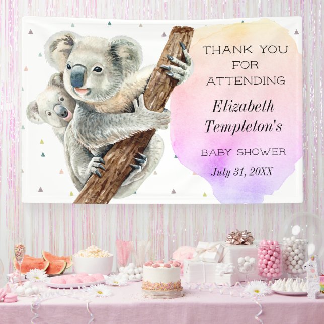 Banderoles Cute Koala Bear C'est un Baby shower rose fille (Fête)