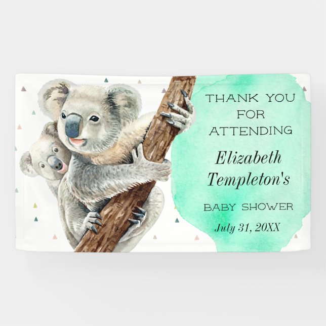 Banderoles Cute Koala Bear C'est un garçon Baby shower bleu T (Horizontal)