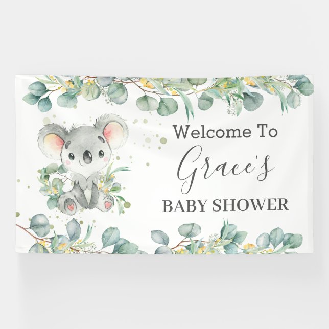 Banderoles Cute Koala Eucalyptus Verdure Accueil Contexte (Horizontal)