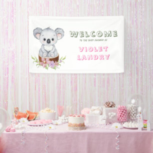 Banderoles Cute Koala ours fille Baby shower Affiche de bienv