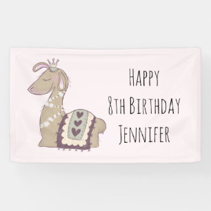 Banderoles Cute Llama Princess portant un anniversaire de la 