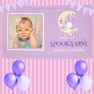 Banderoles Cute Lune Fantôme Éffrayant Un Halloween 1er Anniv
