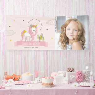 Banderoles Cute Magique Unicorn rose Enfants Photo Anniversai