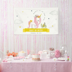 Banderoles Cute Magique Unicorn rose Jaune Anniversaire de en
