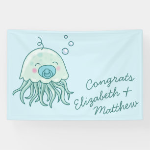 Banderoles Cute méduse Baby shower Kawaii Blue Boy
