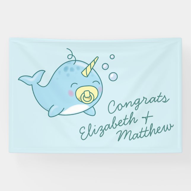 Banderoles Cute Narwhal Baby shower Kawaii (Horizontal)