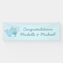 Cute Narwhal Baby shower Kawaii Blue Boy