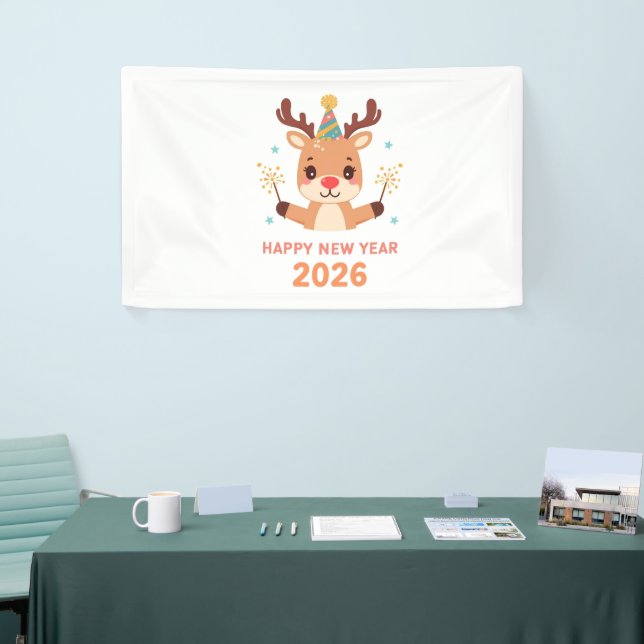 Banderoles cute new year party banner 2026 (Salon professionnel)