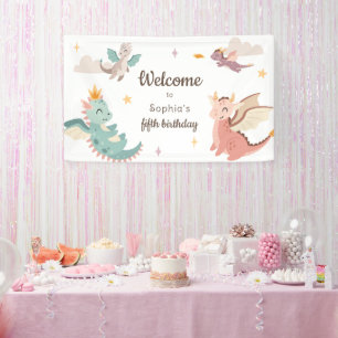 Banderoles Cute Pastel Dragons Anniversaire de enfant Party