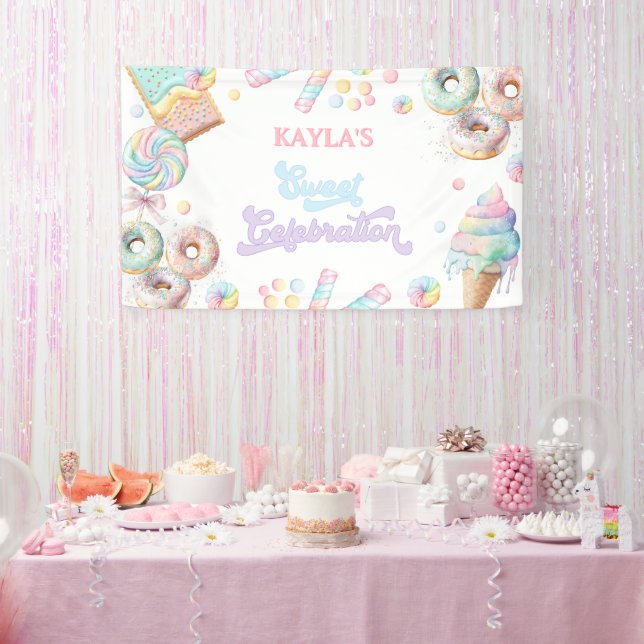 Banderoles Cute Pastel Sweet Candyland Lollipop Girl Annivers (Fête)