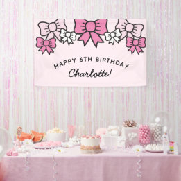 Banderoles Cute Pink Cartoon Bows Birthday Party