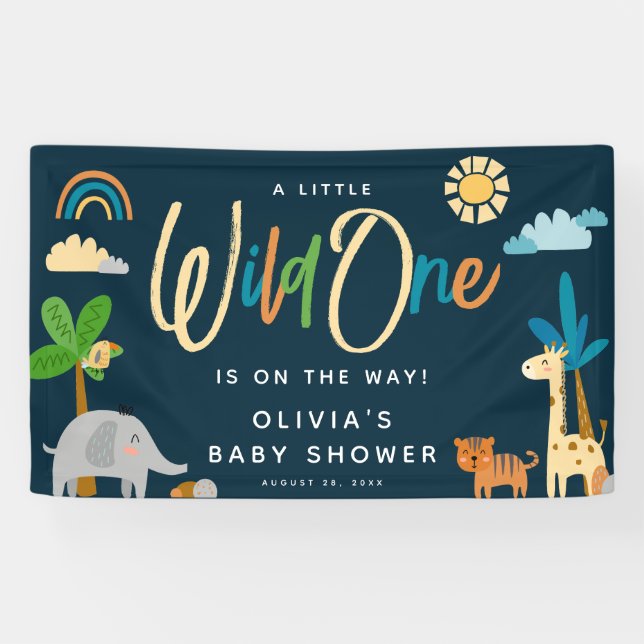 Banderoles Cute Safari Jungle Animal Wild Un Baby shower (Horizontal)
