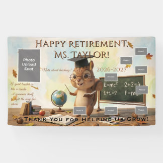 Banderoles Cute Squirrel Teacher Retirement Photo Banner 2026