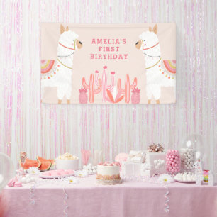 Banderoles Cute Tout Llama Fun Rose Premier Anniversaire