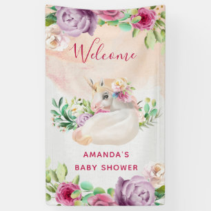 Banderoles Cute Unicorn Illustration Fleurs Baby shower fille