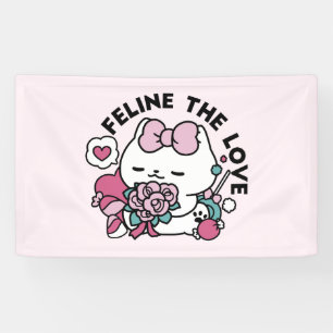 Banderoles Cute Valentine's Cat Design - Feline the Love