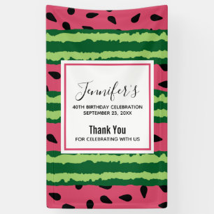 Banderoles Cute Watermelon Motif rose et vert Anniversaire