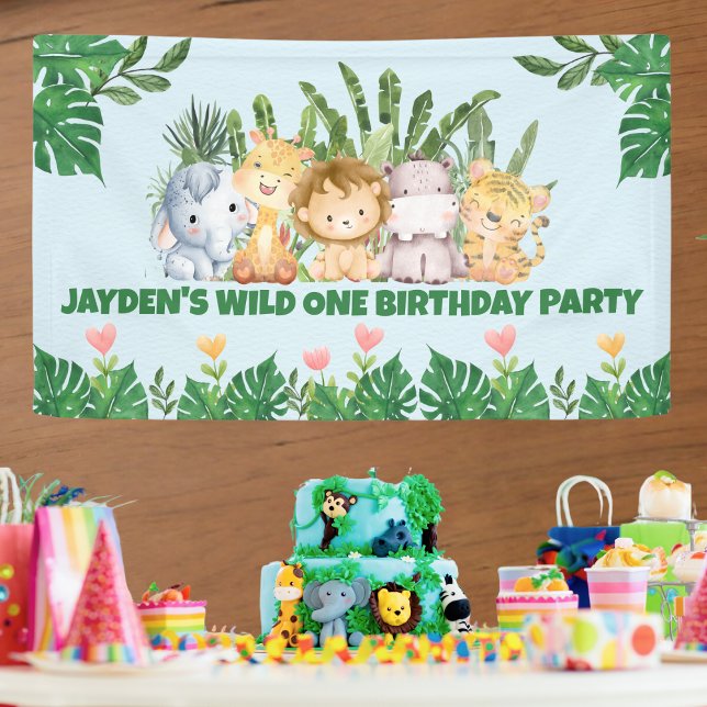 Banderoles Cute Wild One Jungle Safari animal Anniversaire (Créateur téléchargé)