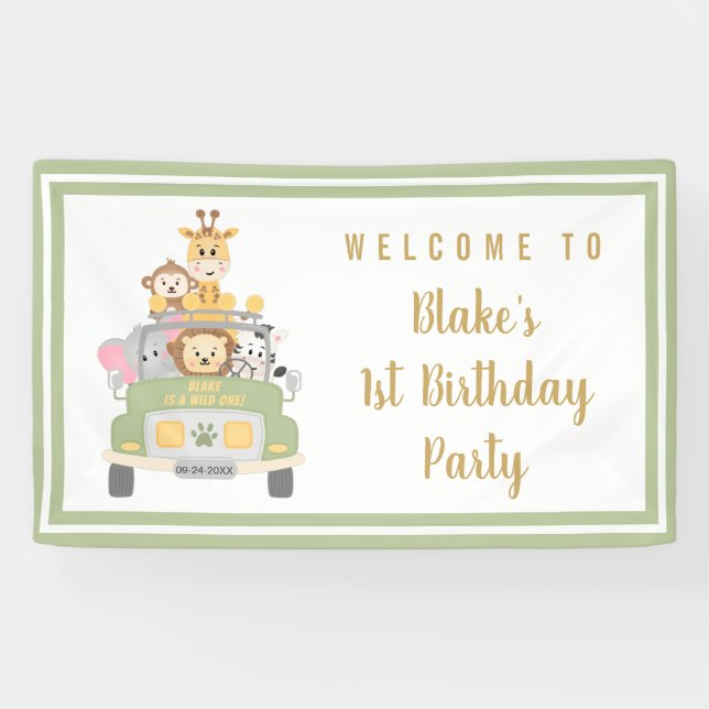Banderoles Cute Wild One Safari 1er anniversaire fête Bienven (Horizontal)