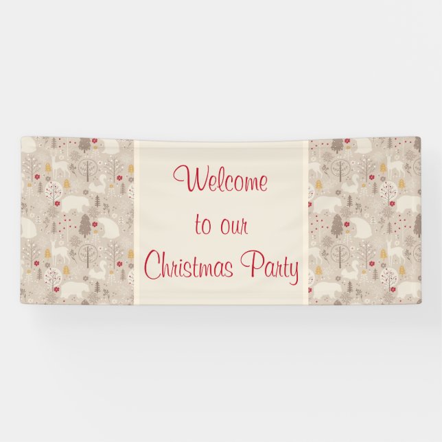 Banderoles Cute Woodland Animaux Nordic Motif Noël (Horizontal)
