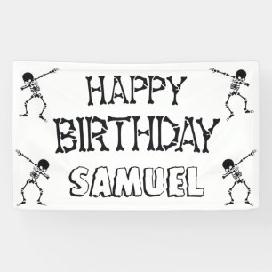 Banderoles Dabbing Skeleton Halloween Joyeuse fête d'annivers