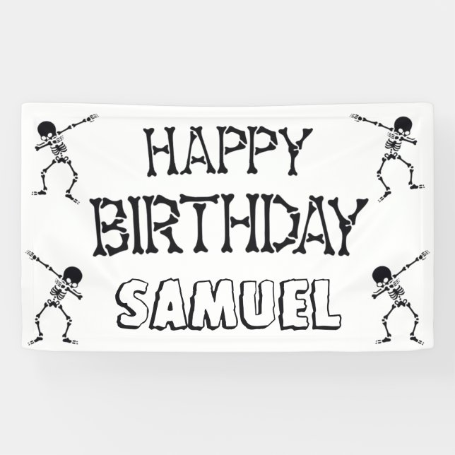 Banderoles Dabbing Skeleton Halloween Joyeuse fête d'annivers (Horizontal)