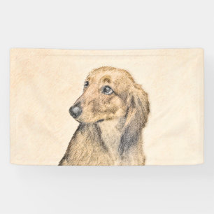 Banderoles Dachshund (Longhaerien) Peinture - Art Chien origi