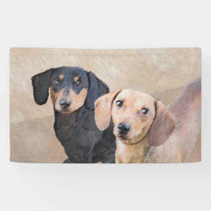 Banderoles Dachshund (Smooth) Peinture - Art Chien original