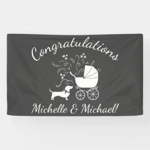 Banderoles Dachshund Weiner Baby shower chien genre neutre