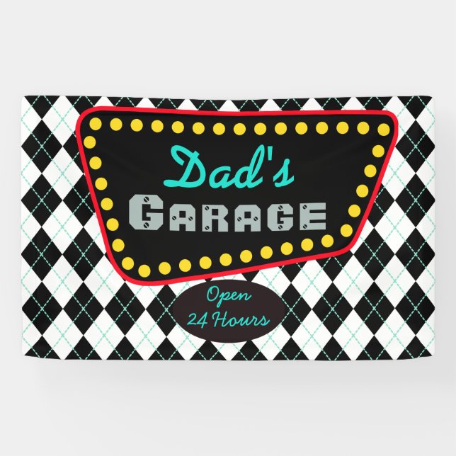 Banderoles Dad's Garage Sign Banner Gift (Horizontal)