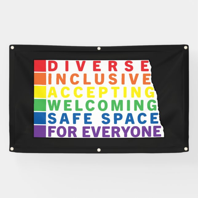 Banderoles Dakota du Nord (Blanc) Espace sécurisé LGBTQ (Horizontal)