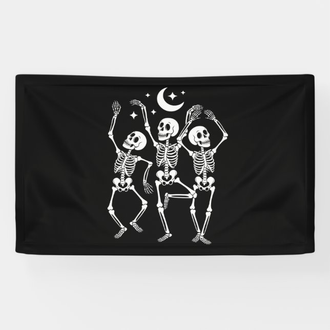 Banderoles Dancing Skeleton Joyeux Halloween Skull d'automne (Horizontal)
