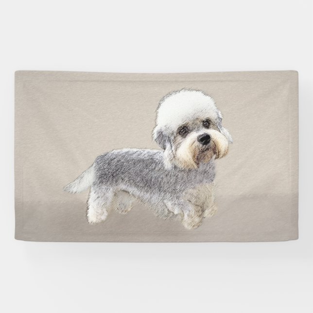 Banderoles Dandie Dinmont Terrier Peinture Chien Art original (Horizontal)
