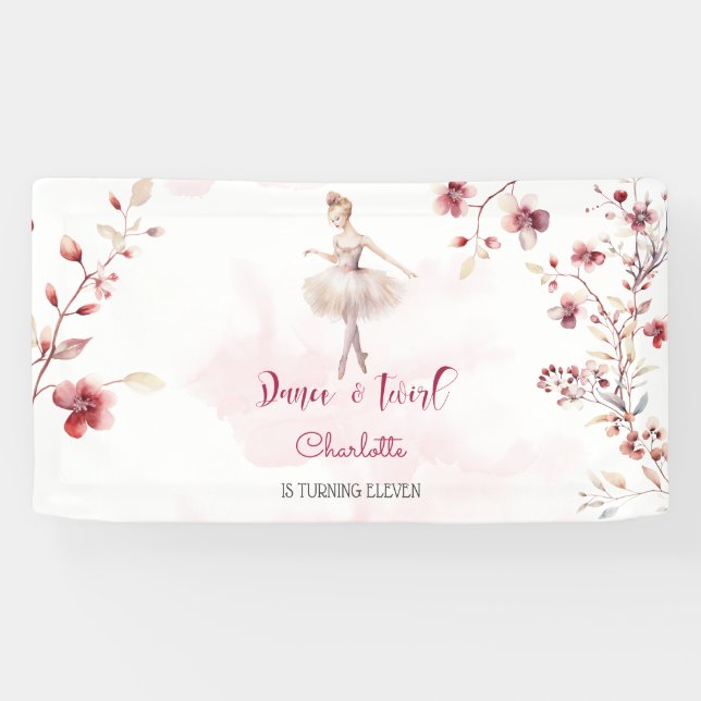 Banderoles Danse et ballerine tourbillon anniversaire (Horizontal)