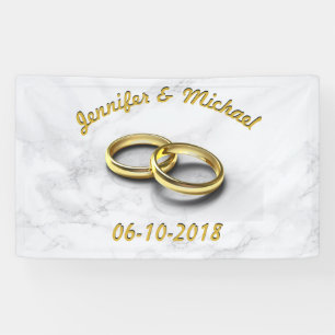 Banderoles Date de mariage Anneaux en or personnalisables pou