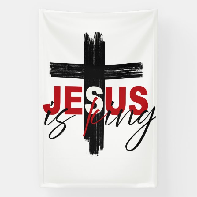 Banderoles Déclaration de foi en JESUS Roi en œuvres d'art (Verticale)