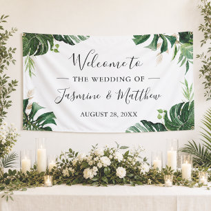 Banderoles Décoration de mariage aux feuilles tropicales
