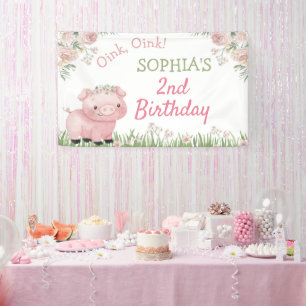 Banderoles Décoration Fille Cochon, Piggy Anniversaire
