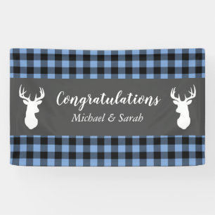 Banderoles Deer Hunter Lodge Baby shower Antlers Boy Blue