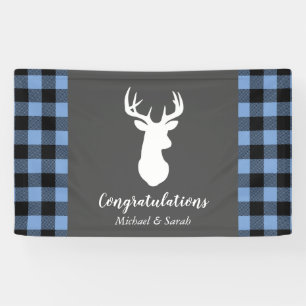 Banderoles Deer Hunting Lodge Baby shower Antlers Boy Blue