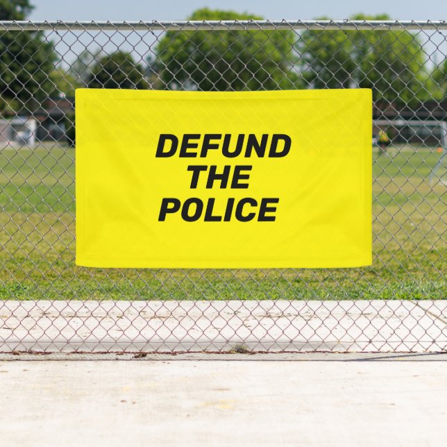 Banderoles Defund La police jaune noir typographie moderne (En situation)
