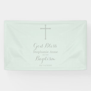 Banderoles Dentelle florale sensible opale bleue de baptême