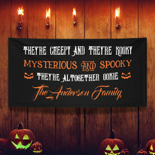 Banderoles Déplaisant Kooky Halloween Famille Hantée Maison N