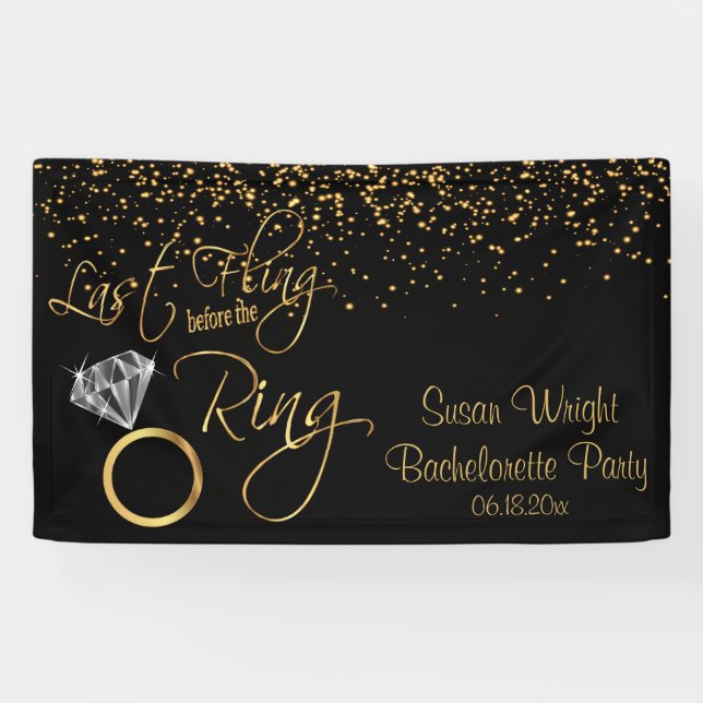 Banderoles Dernier Fling avant la ceinture Bachelorette - Or (Horizontal)