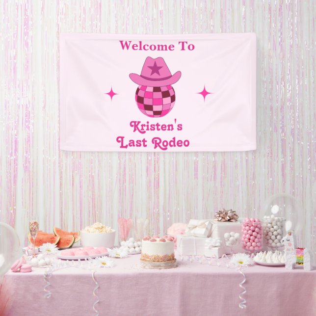 Banderoles Dernier Rodeo Pink Disco Cowgirl Bachelorette Bien (Fête)