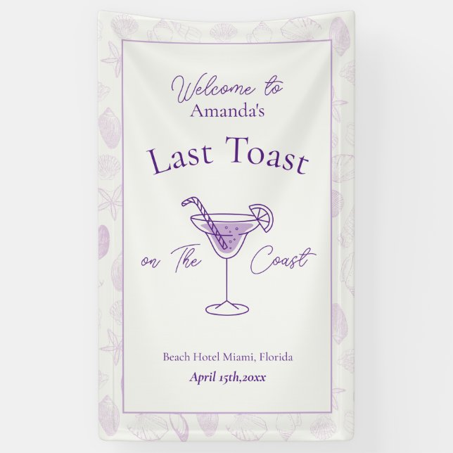Banderoles Dernier Toast sur la Côte Bachelorette Bienvenue (Vertical)