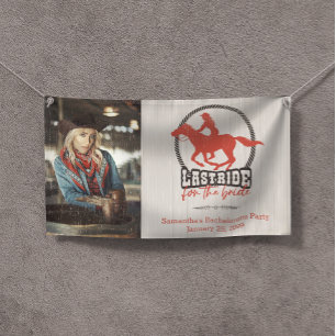 Banderoles Dernière chevauchée pour la mariée rouge rouillé