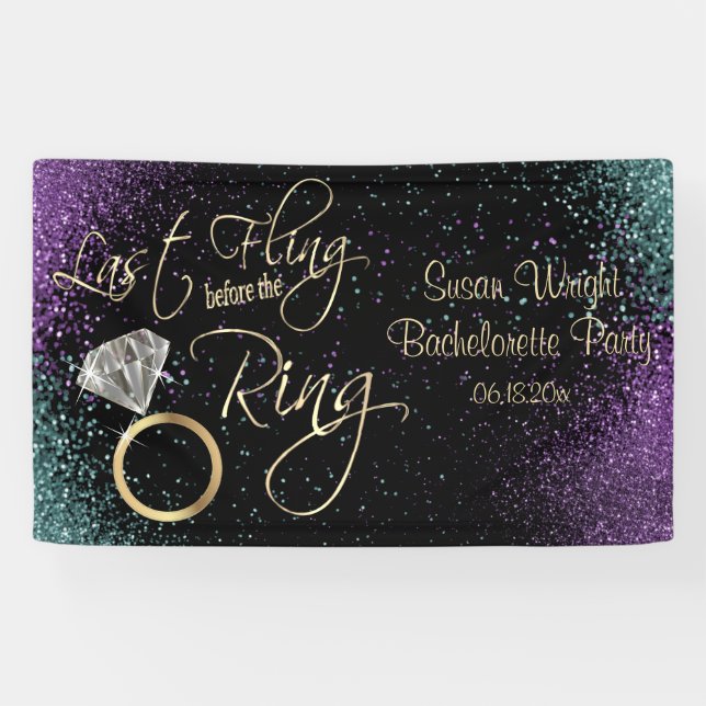 Banderoles Dernière Fling Bachelorette Party - Turquoise et v (Horizontal)